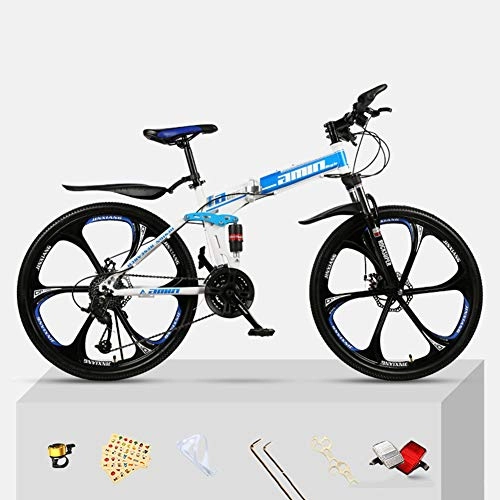 Folding Bike : TBAN Folding Mountain Bikes, Bicycles, Male And Female Students Cycling, Adult 26-Inch, Shock-Absorbing Speed Racing, B, 30speed