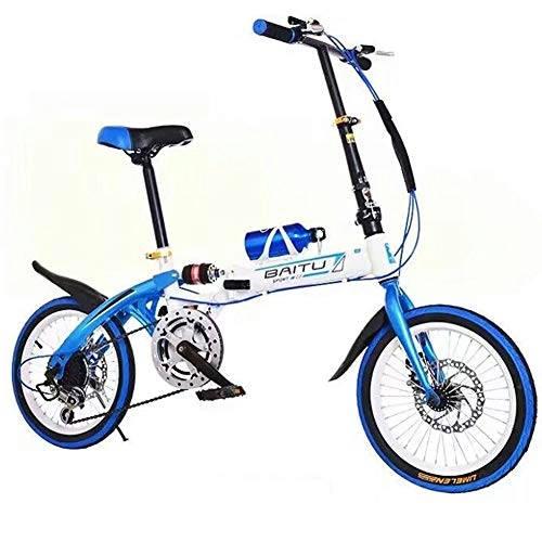 Folding Bike : TBAN Variable Speed Bicycle, 18 Inch, 20 Inch, Disc Brake Bicycle, Adult Folding Bicycle Mountain Bike, 3 Colors Available, Blue, 20