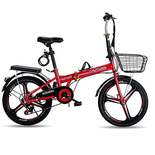 Folding Bike : TBNB 20 inch Folding Bike, Adult 7-Speed Commuter Bicycle, Outdoor Sports Light Bicycles for Man and Women, White, Red, Black (Red)