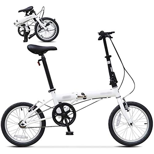 Folding Bike : TcooLPE Foldable Bicycle 16 Inch, Folding Mountain Bike, Unisex Lightweight Commuter Bike, MTB Bicycle (Color : White)
