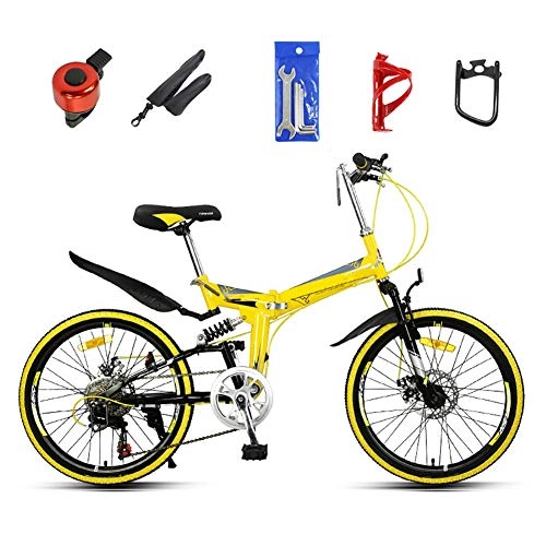 Folding Bike : TcooLPE Folding Mountain Bicycle Bike Adult Lightweight Unisex Men City Bike 22-inch Wheels Aluminium Frame Ladies Shopper Bike with Adjustable Seat, 7 speed, Disc brake (Color : B)