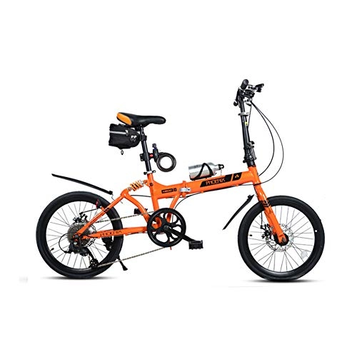 Folding Bike : Td Foldable Bicycle Variable Speed 20 Inches Front And Rear Shock Absorbers Women's / Men's Adult Student Bicycle Sports Folding Multi-speed Shift (Color : ORANGE)