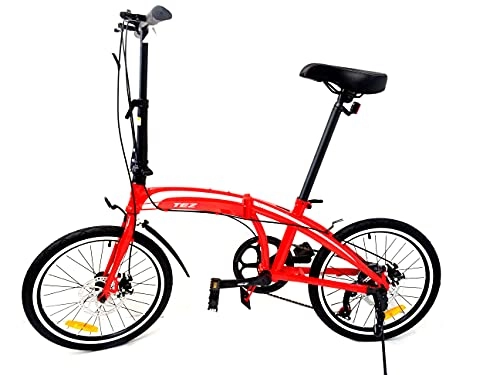 Folding Bike : TechStyleuk Folding Bike, 20 Inch Comfortable Lightweight 7 Speed Disc Brakes Suitable For 5'2" To 6' Unisex Fold Foldable (White)