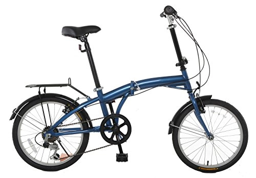 Folding Bike : TEMPEST 20" Folding Bike Shimano 6 Speed - Rear Rack & Fenders Blue