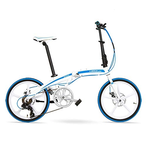 Folding Bike : TGhosts Foldable Bicycle, Folding Bikes Folding Bicycle 20 Inch Ultra Light Aluminum Alloy Shift Small Lightweight Men And Women Bicycle Student Leisure Light Bicycle (Color : White)