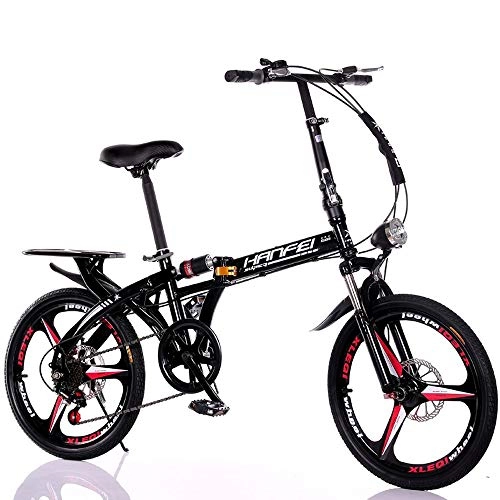 Folding Bike : TGhosts Foldable Bicycle, Folding Bikes Folding Bicycle Student Portable Bicycle Ultra Light Men And Women Small Bicycle 20 Inch Shifting Disc Brake (Color : Black)