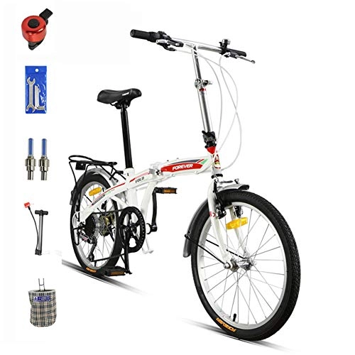 Folding Bike : Thole Folding System Bike Lightweight 7 Speed Small Wheel Bicycle For City Man Woman Child, white