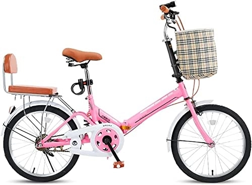 Folding Bike : TONATO 20'' Folding Bike, Ultra-Light And Portable Small 6-Speed Adult Male And Female Folding Bicycle with Child Safety Seat Maximum Load-Bearing 150KG, B