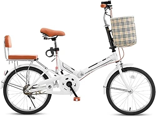 Folding Bike : TONATO 20'' Folding Bike, Ultra-Light And Portable Small 6-Speed Adult Male And Female Folding Bicycle with Child Safety Seat Maximum Load-Bearing 150KG, C