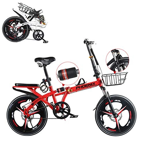 Folding Bike : TopBlng Double Shock-absorbing, Women Bikes With Basket, Double Disc Brake, Adult Folding Bike 20 Inch, Teens Cruiser Bike Perfect For City Riding And Commuting, Single Speed-D