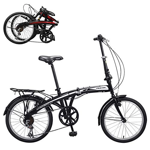 Folding Bike : TopBlng Mini Students School Bikes, Women Cruiser Bike, Adult Folding Bike, 20 Inch Wheel, Foldable, 7-speed, For City Track Riding-Black