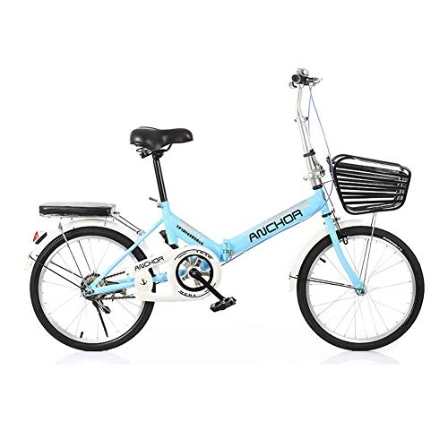 Folding Bike : TopBlng Single Speed, Women Folding Bike 16 Inch, Mini Bike Bicycle For Commuting Track City Riding, Adult Cruiser Bike-Blue