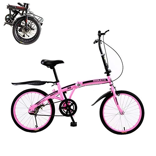 Folding Bike : TopBlng Suitable For Height 120-180 Cm, Birthday Present, 20 Inch Teens Folding Bike, Students Single Speed Cruiser Bike, Portable Adult Bike Bicycle-A