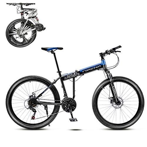Folding Bike : TopJi 21 Speed Folding Mountain Bike For Men, 24 Inch Tire.MTB Bikes, Double Disc Brake, Mini Portable Road Bike, Adult Birthday Present Blue 26 Inches
