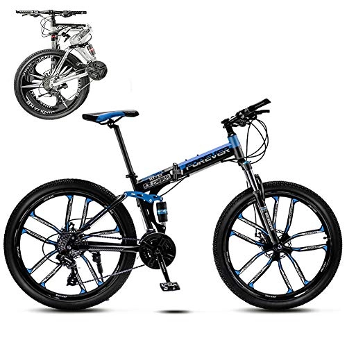 Folding Bike : TopJi 24 Inch Folding Mountain Bike For Men, Adult MTB Bikes, Road Bike Full Shock-absorbing 27-speed Double Disc Brake For Mountain Rain Road T 27-speed