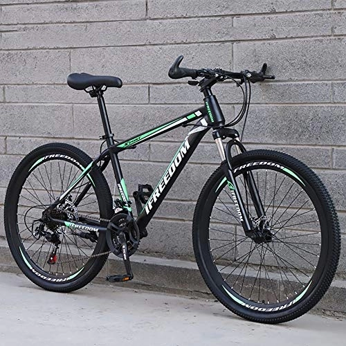 Folding Bike : TOPYL Folding Bike For Adults, Women, Men, MTB Bikes High Carbon Steel Dual Disc Brakes, Shock-absorbing Road Racing, Commuter City Bike Green 24", 30 Speed