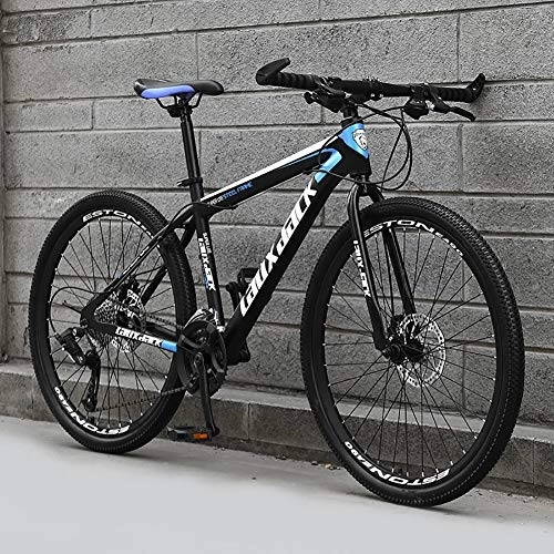 Folding Bike : TOPYL Folding Mountain Bike Outdoor, Adult Student Car Bike Easy To Carry Lightweight High-carbon Steel Frame Shock Damping MTB Bikes Black / blue 24", 27 Speed