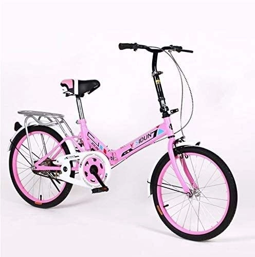 Folding Bike : Travel Convenience Commute - Inches Folding Bike Single Speed Bicycle Men And Women Bike Adult Children's Bicycle, Suitable for Advanced Riders and Beginners (Color : Pink)