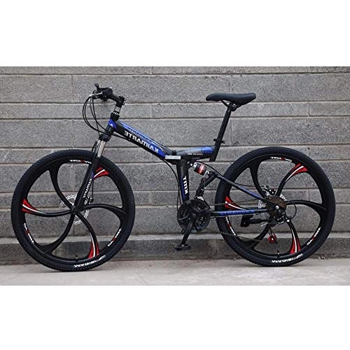 Folding Bike : TRGCJGH Folding Bike, Adult Folding Bicycle - 26-Inch Mountain Bike With A Speed Of 21 / 24 / 27, Suitable For Terrain Such As Grass, A-27Speed