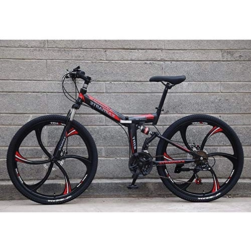 Folding Bike : TRGCJGH Folding Bike, Adult Folding Bicycle - 26-Inch Mountain Bike With A Speed Of 21 / 24 / 27, Suitable For Terrain Such As Grass, D-21Speed