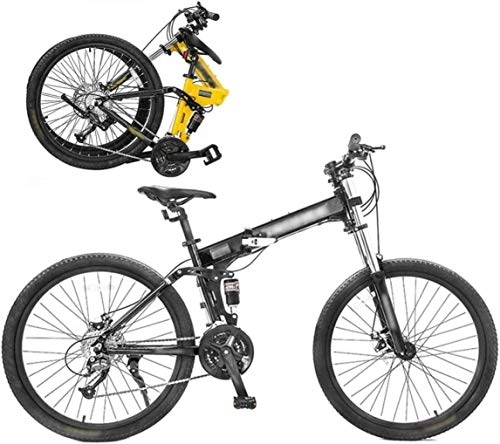 Folding Bike : TTZY Bikes Off-Road Bicycle Bike, 26-Inch Folding Shock-Absorbing Bicycle with Double Disc Brake, Foldable Commuter Bike - 27 Speed Gears 5-27, Yellow SHIYUE (Color : Black)