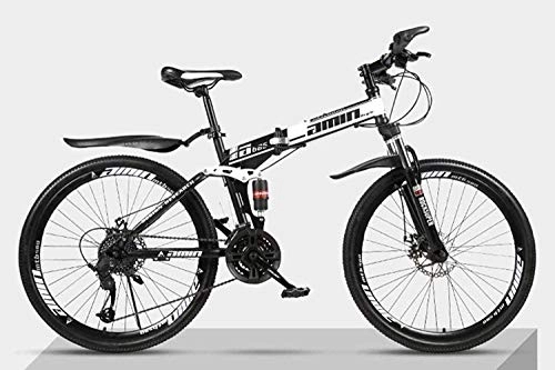 Folding Bike : TTZY Folding Mountain Bike Bicycle 26 inch Double Shock-Absorbing Cross-Country Speed Racing Male and Female Students Bicycle 6-6, Topblackandwhite, 21 SHIYUE (Color : Topblackandwhite, Size : 21)