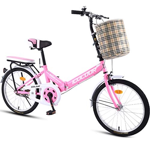 Folding Bike : Tuuertge foldable bicycle Folding Bicycle Single Speed Male Female Adult Student City Commuter Outdoor Sport Bike with Basket Mini Folding Bicycle 16 inch Variable Speed City Light Commuter Bike for C