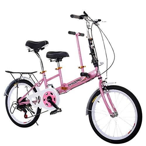 Folding Bike : Two-seater Parent-child Car Lightweight Mini Removable Bike Small Portable 20 Inch High Carbon Steel Variable Speed Folding Bike AQUILA1125
