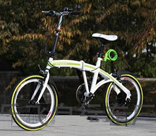 Folding Bike : TX 20" Folding Carbon Steel U8 Bike 6-speed Portable Bicycle Fold Storage Bike for men and Women, Green