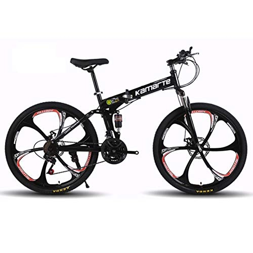 Folding Bike : TX 24 Inches Folding Mountain Bike Variable Speed Magnesium Wheel Dual Disc Brake Bicycle Urban Track Road for Men, Black, 24 Speeds