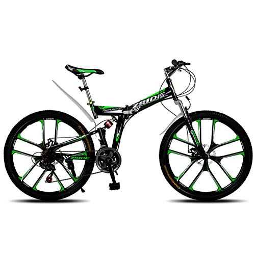 Folding Bike : TX 26-Inch Foldable Mountain Bike 21 24 27 30 Speed Bicycle Rear Suspension Double Shock Absorbers MTB Tire Disc Brake, A, 24gears