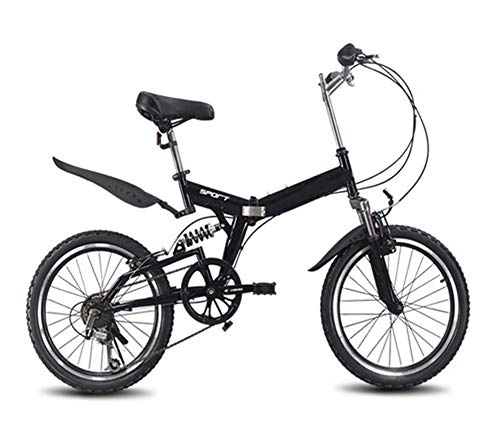 Folding Bike : TX Fold Bicycle 20 Inch Male Women's Style Exceed Light Shock Absorption 6 Variable Speed Bicycle Portable Lightweight, Black