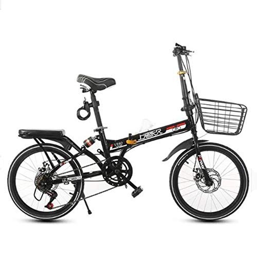 Folding Bike : TX Fold Bicycle 20 Inch Male Women's Style Exceed Light Shock Absorption Step By Step Variable Speed Bicycle, 3 knives Whole Wheel, Black
