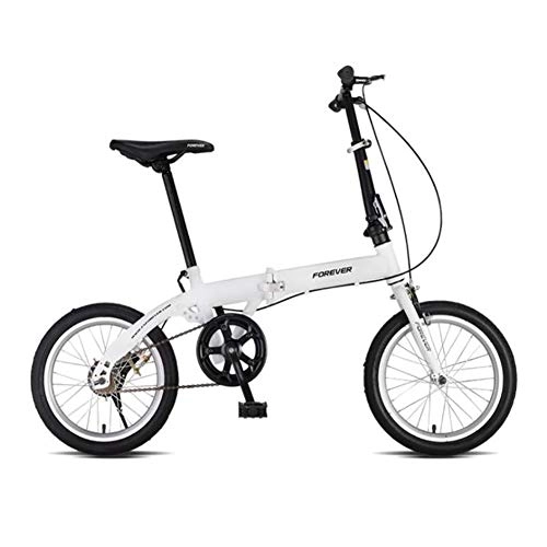 Folding Bike : TX Quick Folding Bicycle 16 Inch Portable Lightweight Foldable Pedals Women's Urban Unisex Student Bike Spoke Wheel, White