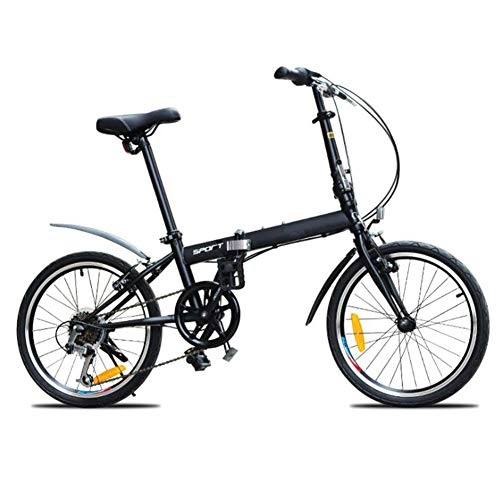 Folding Bike : TX Variable Speed Bicycle 20-Inch Foldable Sports Bike Portable Spoke Wheel Double Disc Brake for Adult Male Female, Black