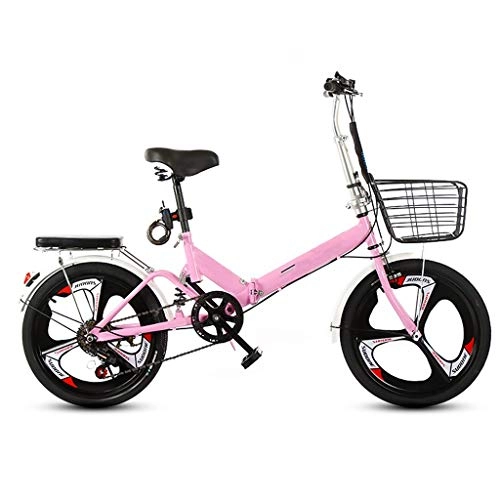Folding Bike : TXTC 20-inch Wheel Folding Bike Shock-Absorbing Off-Road Mountain Bike Male And Female Adult Lady Bike Great For Urban Riding And Commuting (Color : White)
