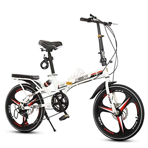 Folding Bike : TYPO Bicycles Foldable Bicycle Adult 20 Inch Men And Women Bicycle Outdoor Mountain Bike Student Road Bike Suitable (Color: White, Size: 20inch)