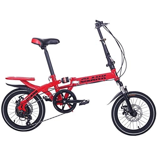 Folding Bike : TYXTYX 16" Folding Bicycle 6 Speeds Double Disc Brake Bicycles for Adult Teens, City Folding Compact Bike for Urban Commuter