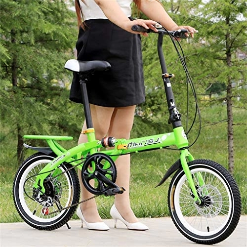 Folding Bike : TYXTYX Folding Bike for Adults, Women, Men, Rear Carry Rack, Aluminum Easy Folding City Bicycle 16-inch Wheels, Disc Brake Lightweight Mini Folding Bike