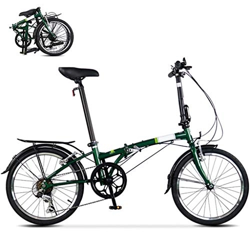 Folding Bike : TYXTYX Portable ​​City Folding Bike Mini Compact Bicycle Urban Commuter 20 inch 6 Speed Bike, green