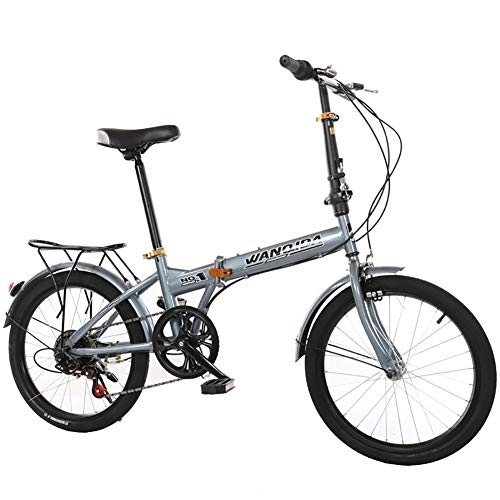 Folding Bike : TZYY 7 Speed Folding City Bicycle, Mini Compact Foldable Bike 20in, Adult Folding Bike Urban Commuter With Back Rack A 20in