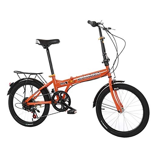 Folding Bike : TZYY 7 Speed Folding City Bicycle, Mini Compact Foldable Bike 20in, Adult Folding Bike Urban Commuter With Back Rack C 20in