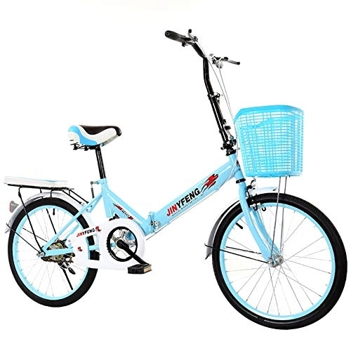 Folding Bike : TZYY Adult Folding Bike With Storage Basket Rear Carry Rack, 20in Bike Urban Environment, Ultra Light Suspension Folding Bicycle B 20in