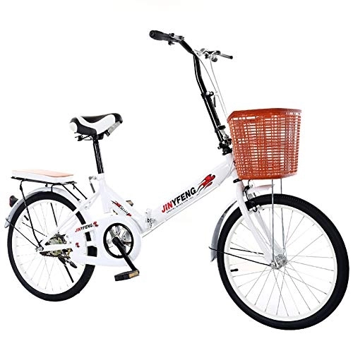 Folding Bike : TZYY Adult Folding Bike With Storage Basket Rear Carry Rack, 20in Bike Urban Environment, Ultra Light Suspension Folding Bicycle C 20in