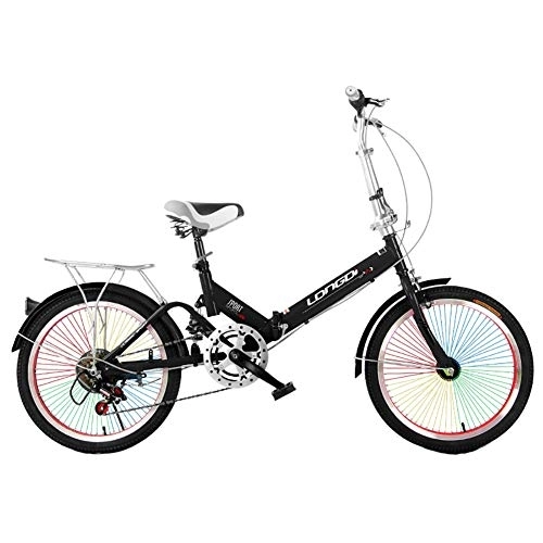 Folding Bike : TZYY Compact Unisex Folding City Bicycle, 7 Speed Suspension Foldable Bike, 20in Carbon Fiber Folding Bike For Urban Riding A 20in