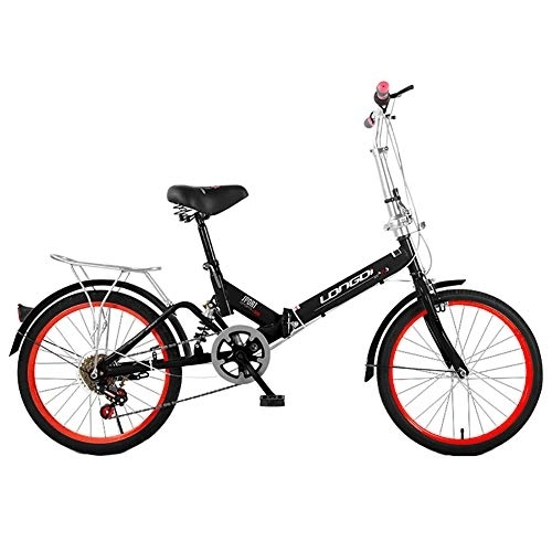 Folding Bike : TZYY Compact Unisex Folding City Bicycle, 7 Speed Suspension Foldable Bike, 20in Carbon Fiber Folding Bike For Urban Riding B 20in
