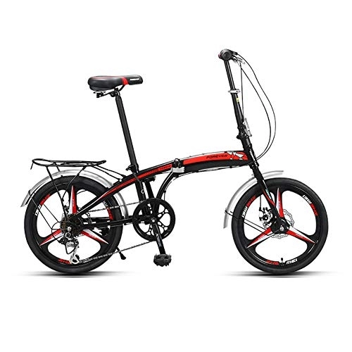 Folding Bike : TZYY For Students Office Workers Commuting To Work, 20in Folding Mountain Bike, 7 Speed Adult Folding City Bicycle, Full Dual Suspension A 20in