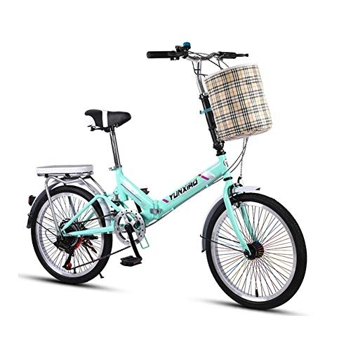 Folding Bike : TZYY Transmission Mini Folding Bike Unisex, 20in Wheels Urban Environment, Portable Folding City Bicycle With Storage Basket C 16in