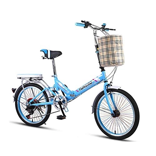 Folding Bike : TZYY Transmission Mini Folding Bike Unisex, 20in Wheels Urban Environment, Portable Folding City Bicycle With Storage Basket E 16in