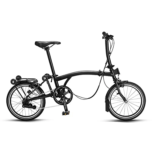 Folding Bike : Ultra light 16 Inch Folding Bike, 3 Speed Foldable Bicycle Steel Frame Dual Disc Brake Rear Suspension, Lightweight Commuting Adult Bike for Men Women, Front and Rear Double Shock Absorption